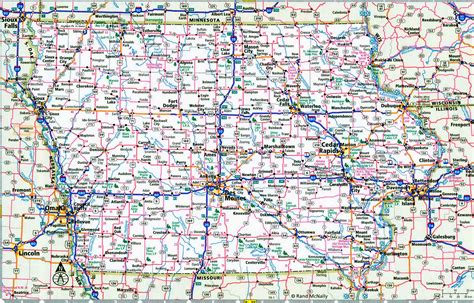 Map detail Iowa interstate highways I-29, I-35, I-80, I-380 road free - US