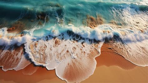 Premium AI Image | Aerial view of sandy beach at sunset