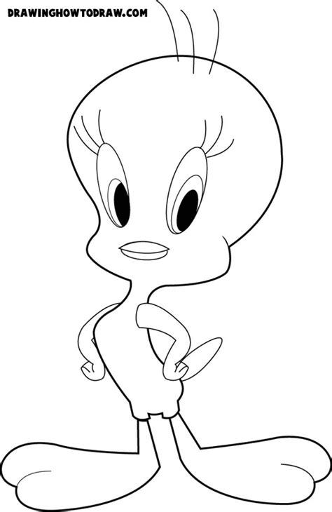 How to Draw Tweety Bird from Looney Tunes with Easy Steps Drawing Tutorial – How to Draw Step by ...