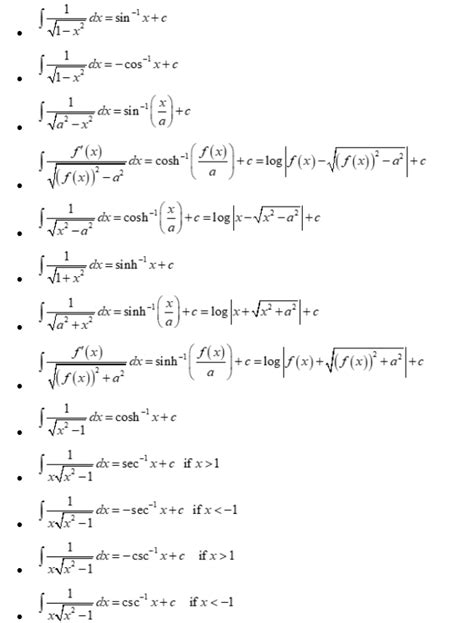 List of Integral Formulas - Rules for integration, Solved Example PDF