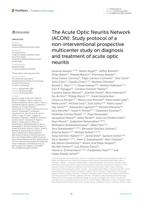 (PDF) The Acute Optic Neuritis Network (ACON): Study protocol of a non-interventional ...