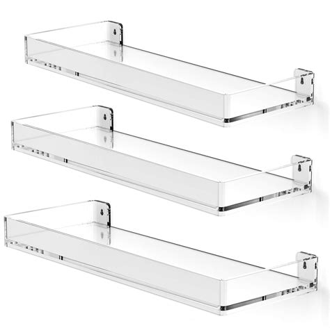 Buy MaxGear Acrylic Shelves Clear Floating Shelves, Clear Display Wall Shelves with Edge, Wall ...