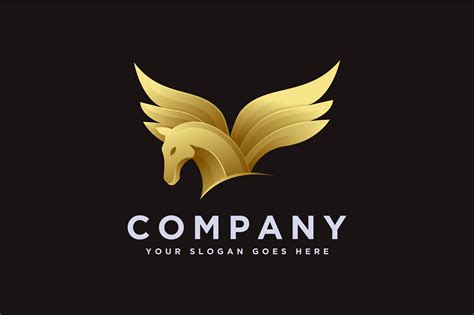 Modern Powerful Gold Pegasus Logo Vector Graphic by DOMSTOCK · Creative Fabrica