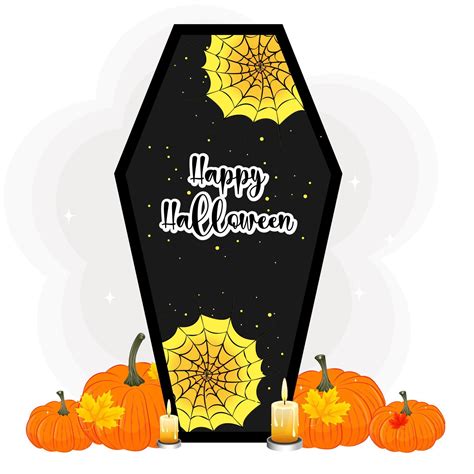 Happy Halloween coffin with pumpkins, vector illustration 10673401 Vector Art at Vecteezy