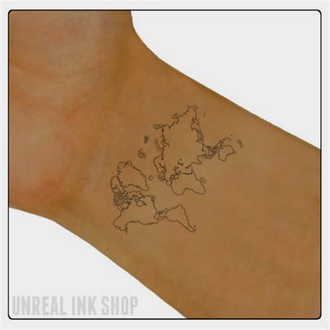 Temporary Tattoo World Map Fake Tattoo Thin Durable - Etsy