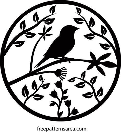 Free Bird Silhouette Vector with Nature and Floral Design