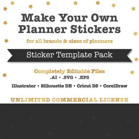 Make Your Own Planner Stickers Planner Sticker Template Pack // Unlimited Commercial License ...