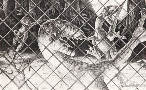 Jurassic Park - Raptors Behind a Fence by IHeartJurassicPark on DeviantArt