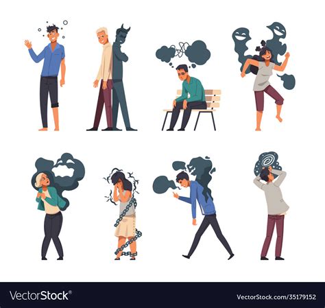 Mental disorder cartoon stressed people Royalty Free Vector