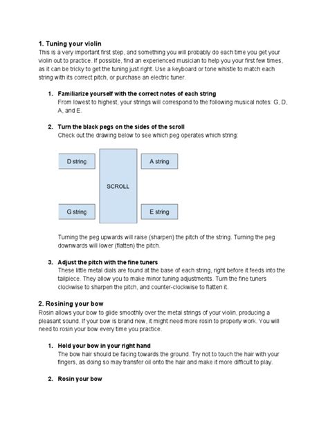 Tuning Your Violin: 1. Familiarize Yourself With The Correct Notes of Each String | PDF | Violin ...