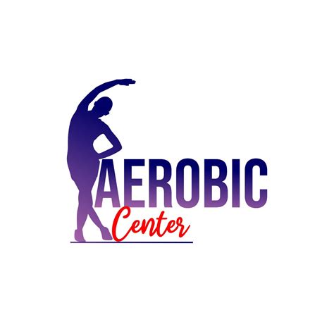 Aerobics logo with silhouette female illustration doing gymnastic movements. aerobics center ...