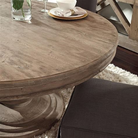 Louis Rustic Lodge Natural Brown Round Distressed Pine Wood Dining Table - 60"W