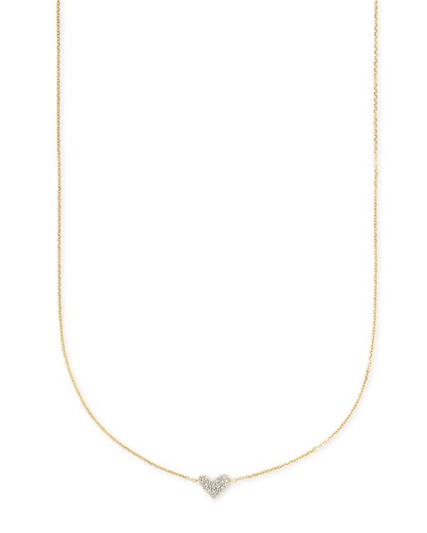 Heart 14k Yellow Gold Pendant Necklace in White Diamonds | Kendra Scott