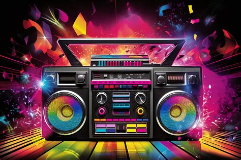 Free picture: Colorful boombox pop art discotheque graphic illustration