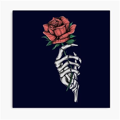 Skeleton Hand Holding Rose Drawing