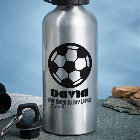 Personalised Football Is My life Silver Water Bottle - Boutique Gifts