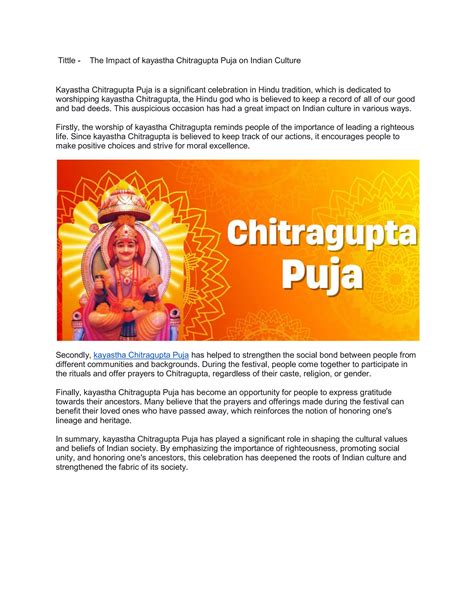 The Impact of kayastha Chitragupta Puja on Indian Culture | PDF | Free ...