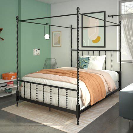 DHP Anika Metal Canopy Bed, Queen Size Frame, Black - Walmart.com ...