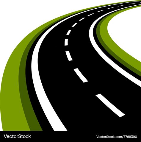 Curved asphalt road Royalty Free Vector Image - VectorStock