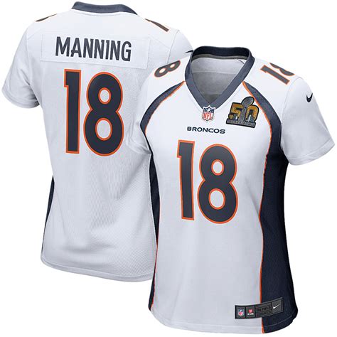 Nike Peyton Manning Denver Broncos Women's White Super Bowl 50 Game Jersey