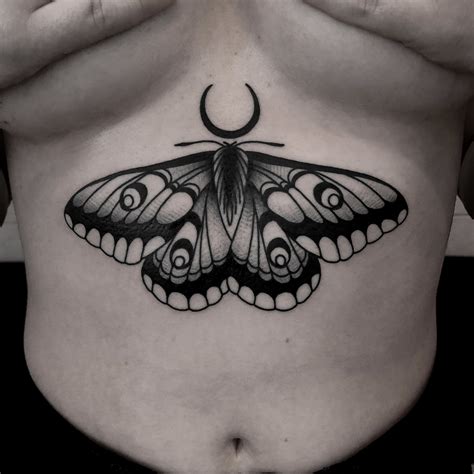 Traditional Moth Tattoo Black And Grey