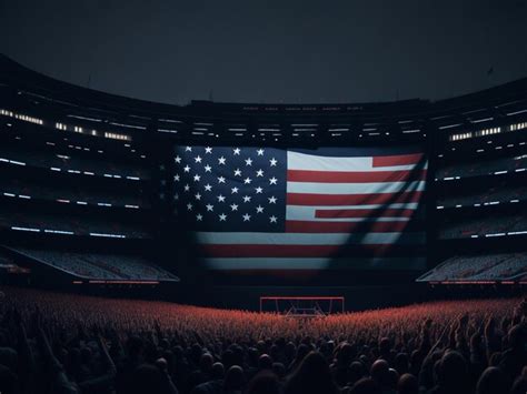 Premium AI Image | A large american flag is displayed in an empty stadium.