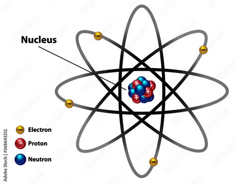 Atomic nucleus diagram labeled with electron, proton, and neutron ...