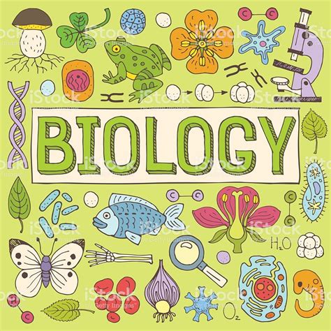 Biology hand drawn colorful vector illustration with doodle icons,... | Portadas de biologia ...