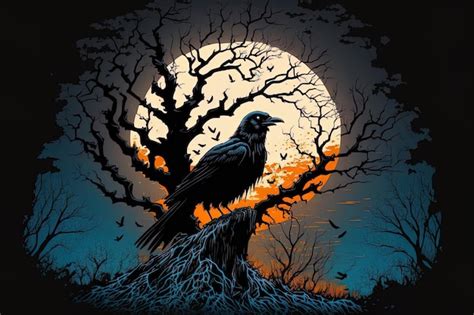 Premium Photo | Dark ominous crow on a horror backdrop