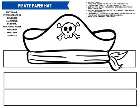 7 Printable Pirate Hats (Free Template) | Pirate hat template, Hat ...