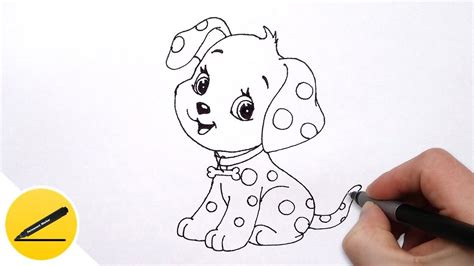 How to Draw a Dog (Puppy) for Kids - Cute Drawing of Animals