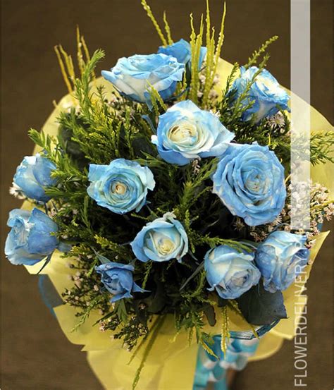 1 Dozen Blue Roses Spray (Round Bouquet)