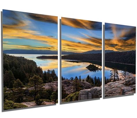 Metal Prints Emerald Bay, Lake Tahoe, California 3 Panel Split, Triptych Metal Wall Art HD ...