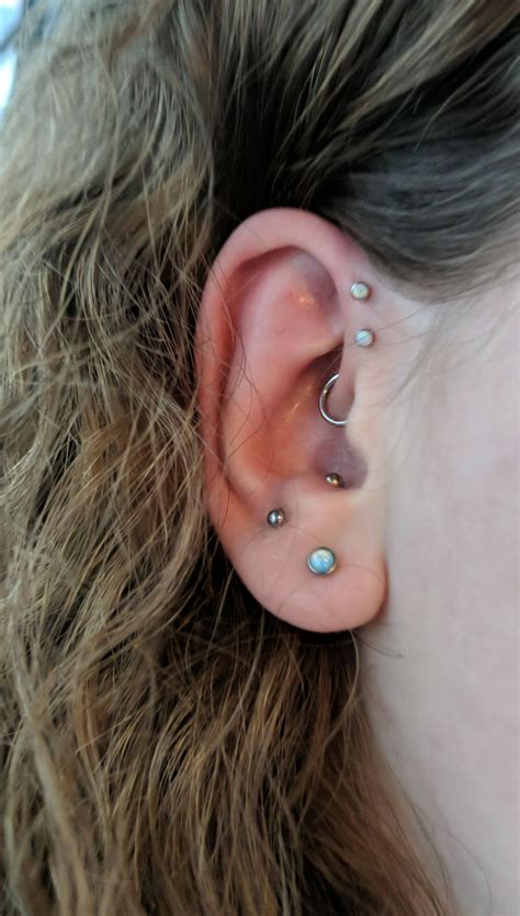 Fresh double helix piercings : r/piercing