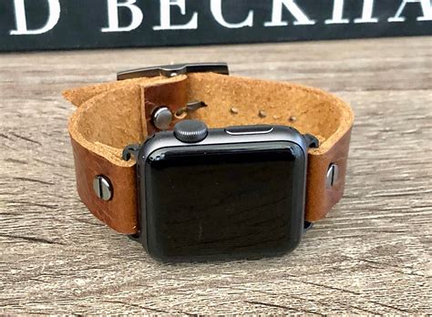 Brown Leather Apple Watch Band Adjustable Strap Wristband 38mm 40mm 42mm 44mm iWatch Bracelet ...