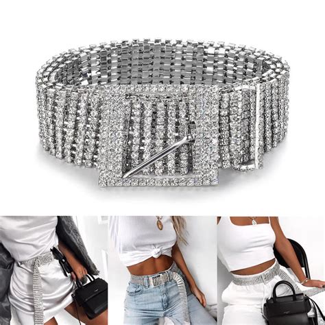 Fashion New Design Women Belts Silver Full Rhinestone Diamante Ladies Waist Charm Belt Bohemia ...