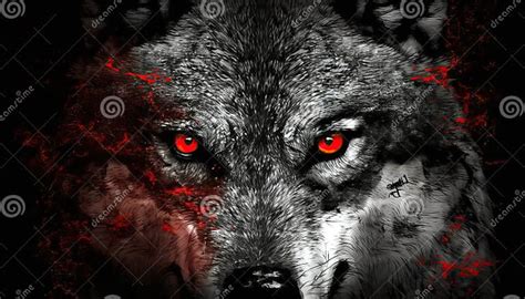 Angry Wolf with Red Eyes Close Up - Generative AI Stock Illustration - Illustration of nature ...