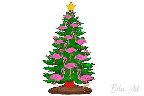 Flamingo Christmas Tree Png Graphic by Beleo Art · Creative Fabrica