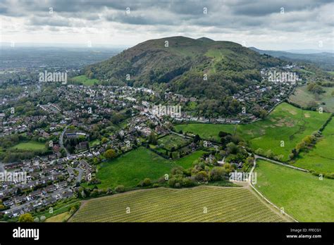 An aerial view of Great Malvern with the Malvern Hills visible under Stock Photo, Royalty Free ...