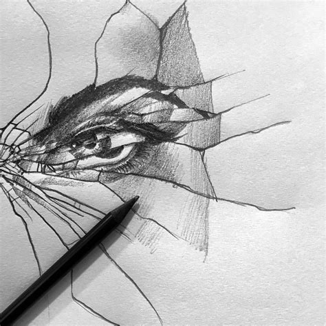 #eye #brokenglass #glass #mirror #broken #drawing #sketch #pencil Dark Art Drawings, Pencil Art ...