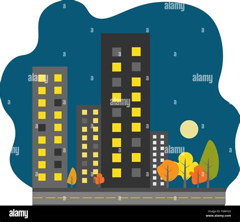 Night town illustration vector on white background Stock Vector Image & Art - Alamy