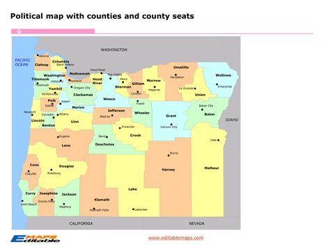 Oregon county map - Editable PowerPoint Maps