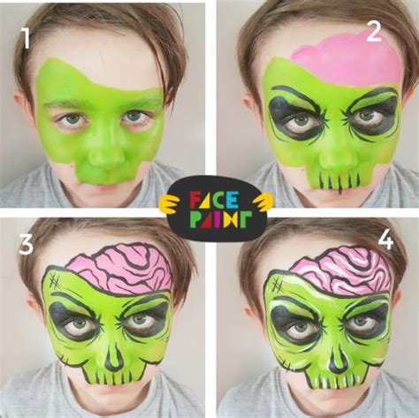 Halloween Comic Zombie Face Paint Design by Linnéa | Zombie face paint, Zombie face, Face ...