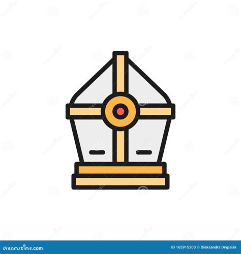 Holy Pope Hat Flat Color Line Icon. Isolated on White Background Stock ...