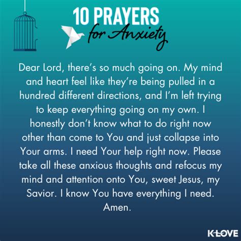 10 Prayers for Anxiety | Positive Encouraging K-LOVE