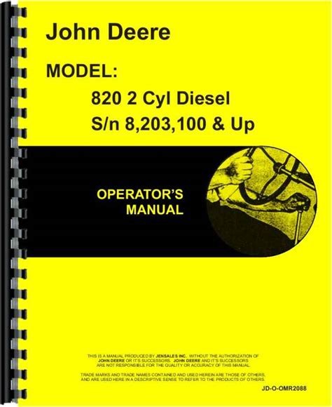 John Deere 820 Tractor Operators Manual