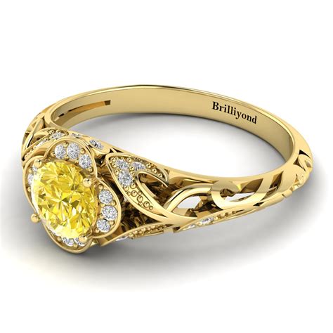 Yellow Gold Yellow Sapphire Country Road Engagement Ring