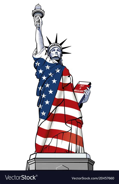 Statue liberty usa flag nyc Royalty Free Vector Image