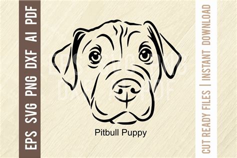 Pitbull Puppy - Dog Portrait Cut SVG Graphic by SignReadyDClipart · Creative Fabrica