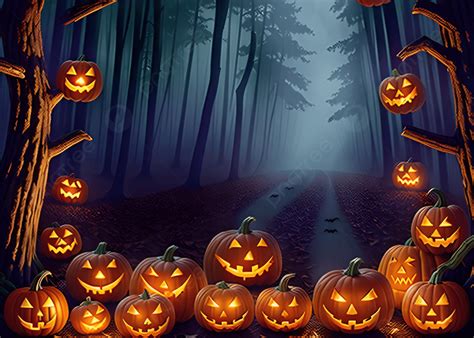 The Scary Halloween Forest Background, Halloween, Forest, Pumpkins Background Image And ...